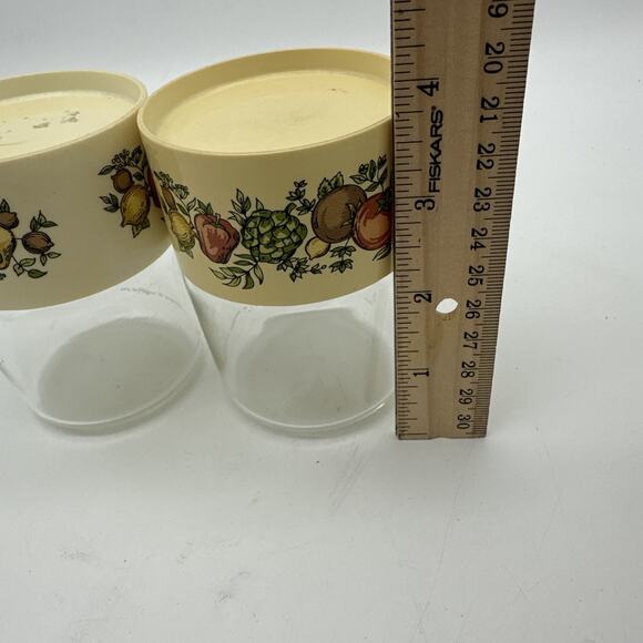 4 Vintage Pyrex Glass Canisters Set See 'n Store Jars Mushroom Veggies USA - Picture 7 of 12